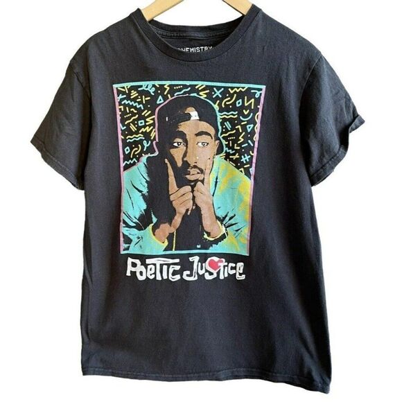Tupac 2PAC Poetic Justice Black Shirt Size S Graphic Tee - Picture 1 of 5